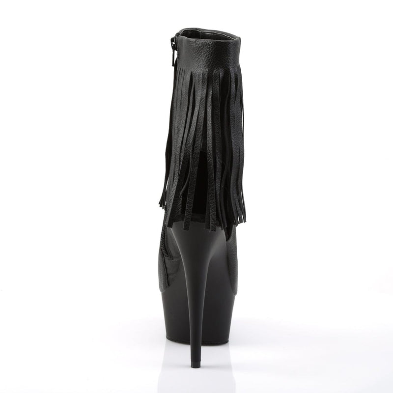 Pleaser DELIGHT-1019 Platform Ankle Boot (Black Faux Leather/Black Matte)