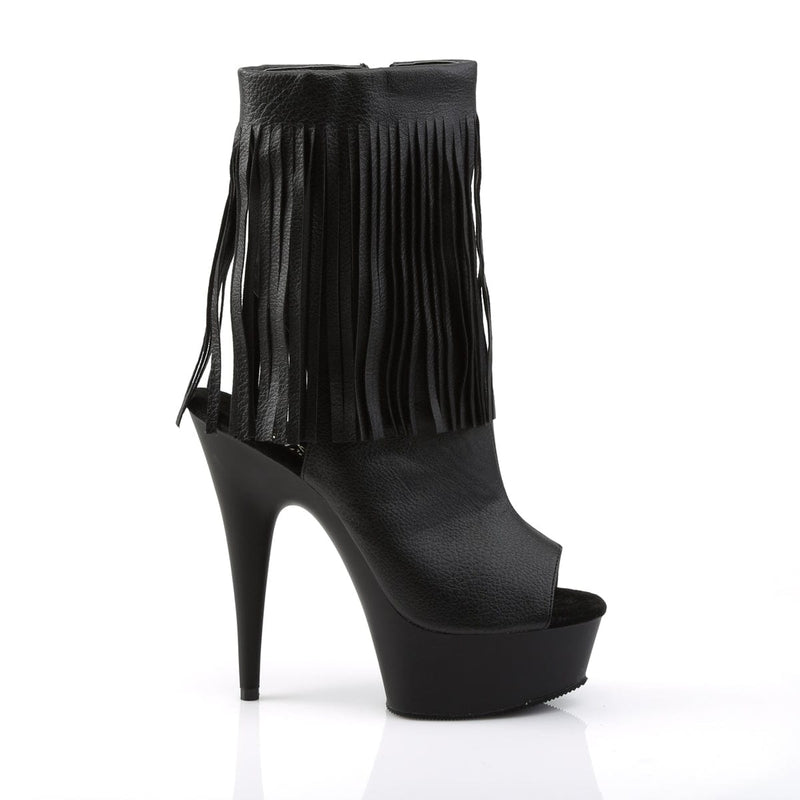 Pleaser DELIGHT-1019 Platform Ankle Boot (Black Faux Leather/Black Matte)