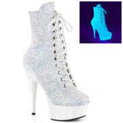 Pleaser DELIGHT-1020LG Platform Ankle Boot (Neon White Multi Glitter/Neon White) 5