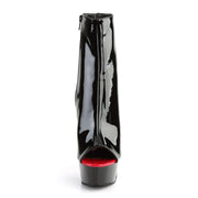 Pleaser DELIGHT-1025 Platform Ankle Boot (Black-Red Patent/Black)