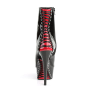 Pleaser DELIGHT-1025 Platform Ankle Boot (Black-Red Patent/Black)