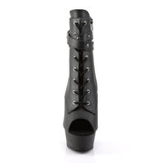 Pleaser DELIGHT-1033 Platform Ankle Boot (Black Faux Leather/Black Matte)