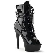 Pleaser DELIGHT-1033 Platform Ankle Boot (Black Patent/Black)