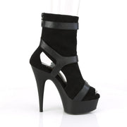 Pleaser DELIGHT-1037 Platform Ankle Boot (Black Faux Suede-Faux Leather/Black Matte)