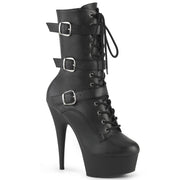 Pleaser DELIGHT-1043 Platform Ankle Boot (Black Faux Leather/Black Matte) 5
