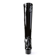 Pleaser DELIGHT-2000 Platform Knee High Boot (Black Stretch Patent/Black)