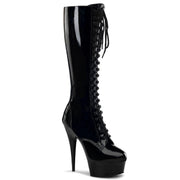 Pleaser DELIGHT-2023 Platform Knee High Boot (Black Stretch Patent/Black) 5