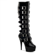 Pleaser DELIGHT-2049 Platform Knee High Boot (Black Patent/Black) 6