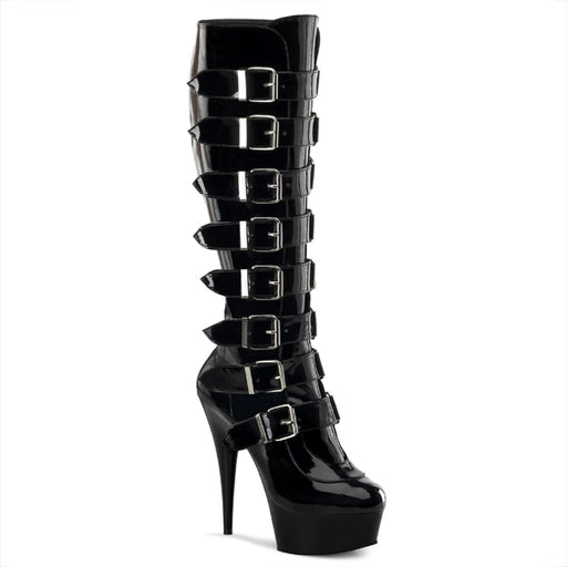 Pleaser DELIGHT-2049 Platform Knee High Boot (Black Patent/Black) 6