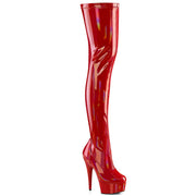 Pleaser DELIGHT-3000HWR Platform Thigh High Boot (Red Hologram Patent/M) 5