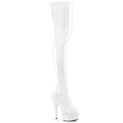 Pleaser DELIGHT-3000HWR Platform Thigh High Boot (White Hologram Patent/M) 5
