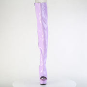Pleaser DELIGHT-3017 Platform Thigh High Boot (Lavender Stretch Patent/Lavender)
