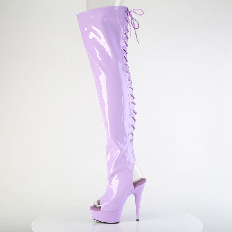 Pleaser DELIGHT-3017 Platform Thigh High Boot (Lavender Stretch Patent/Lavender)