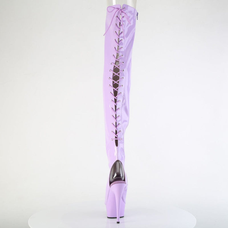 Pleaser DELIGHT-3017 Platform Thigh High Boot (Lavender Stretch Patent/Lavender)