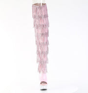 Pleaser DELIGHT-3017HG-RSF Platform Thigh High Boot (Baby Pink Holo Patent/Clear)