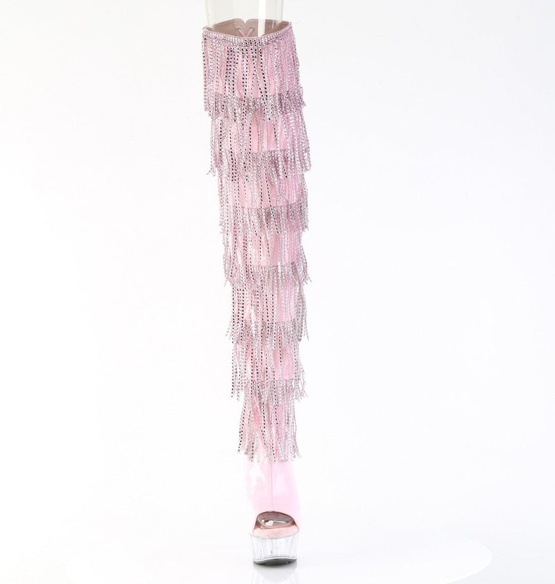 Pleaser DELIGHT-3017HG-RSF Platform Thigh High Boot (Baby Pink Holo Patent/Clear)