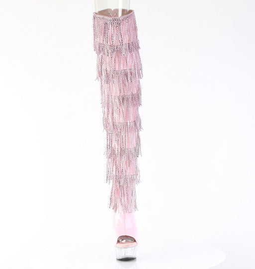 Pleaser DELIGHT-3017HG-RSF Platform Thigh High Boot (Baby Pink Holo Patent/Clear)