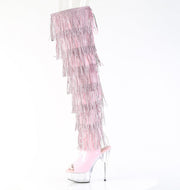 Pleaser DELIGHT-3017HG-RSF Platform Thigh High Boot (Baby Pink Holo Patent/Clear)