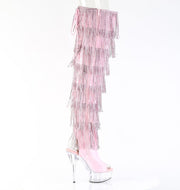 Pleaser DELIGHT-3017HG-RSF Platform Thigh High Boot (Baby Pink Holo Patent/Clear)