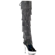 DELIGHT-3017HG-RSF Platform Thigh High Boot (Black Holo Patent/Clear)