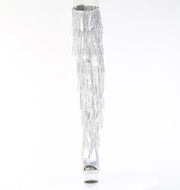 Pleaser DELIGHT-3017HG-RSF Platform Thigh High Boot (Silver Holo Metallic Pu/Clear)