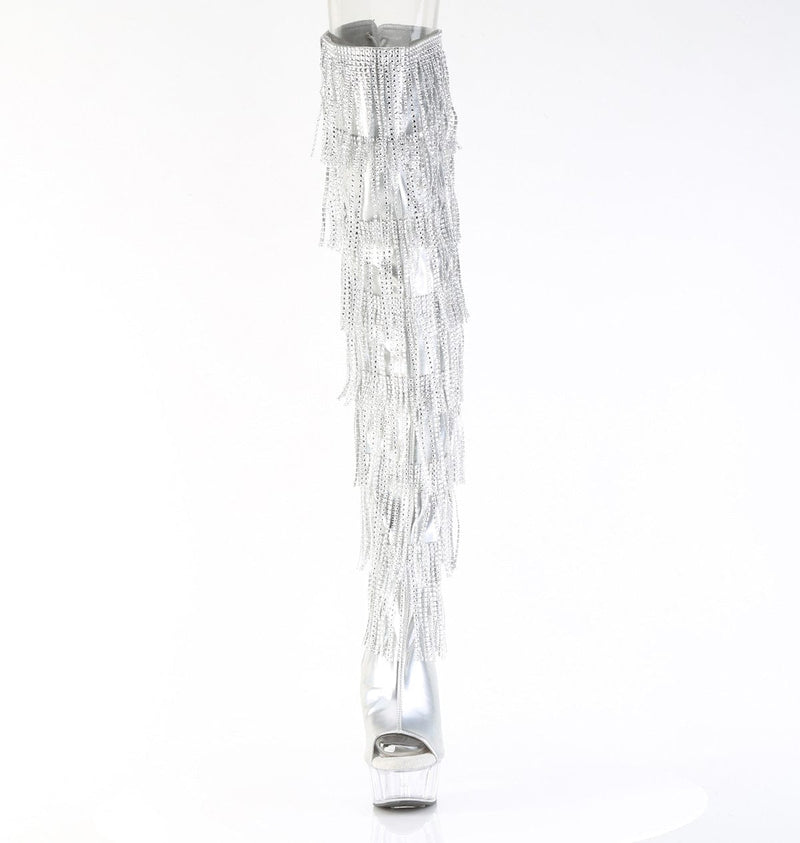 Pleaser DELIGHT-3017HG-RSF Platform Thigh High Boot (Silver Holo Metallic Pu/Clear)