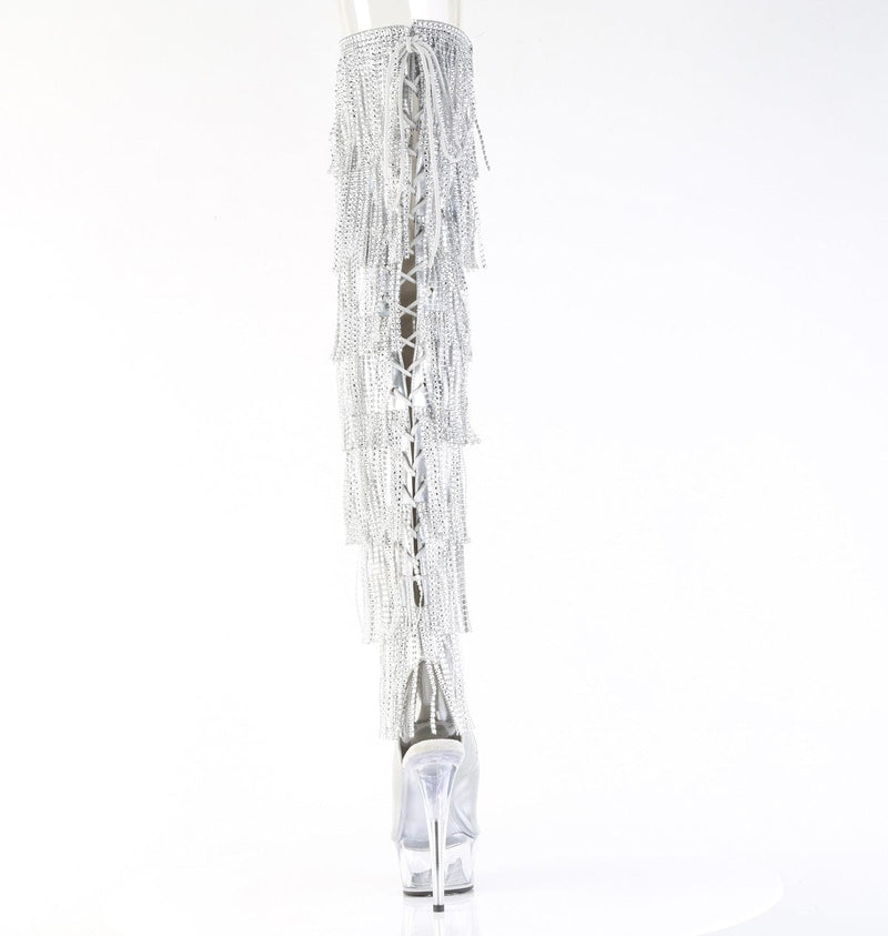 Pleaser DELIGHT-3017HG-RSF Platform Thigh High Boot (Silver Holo Metallic Pu/Clear)