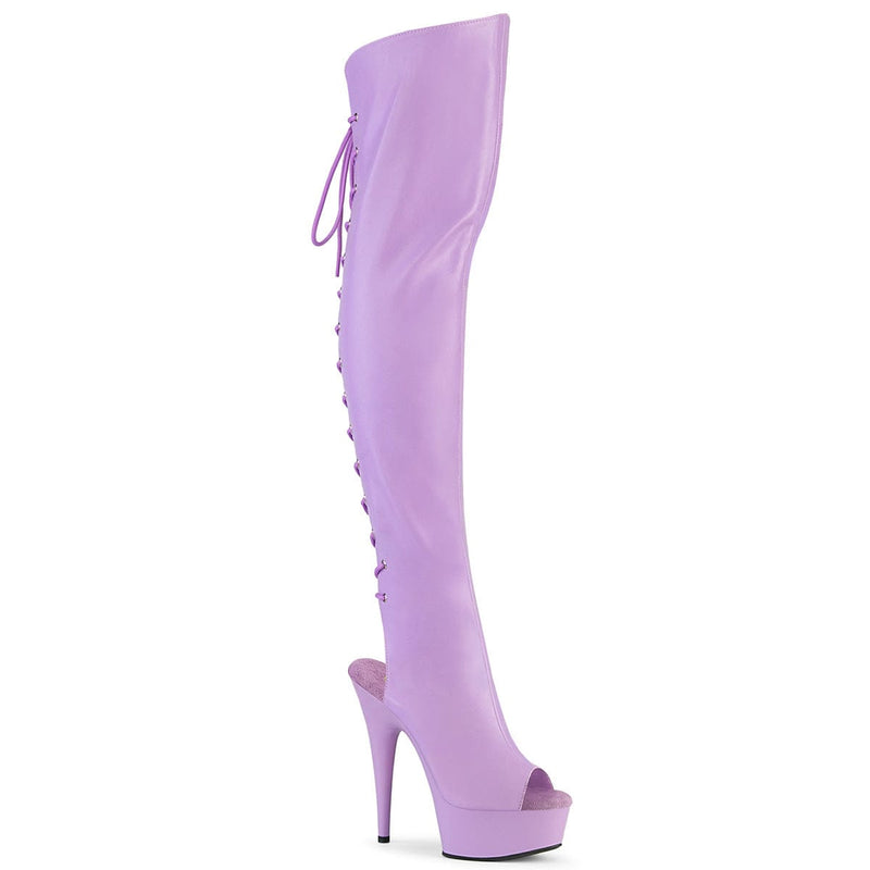 Pleaser DELIGHT-3019 Platform Knee High Boot (Lavender Faux Leather/Lavender Matte)