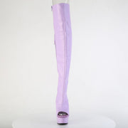 Pleaser DELIGHT-3019 Platform Knee High Boot (Lavender Faux Leather/Lavender Matte)