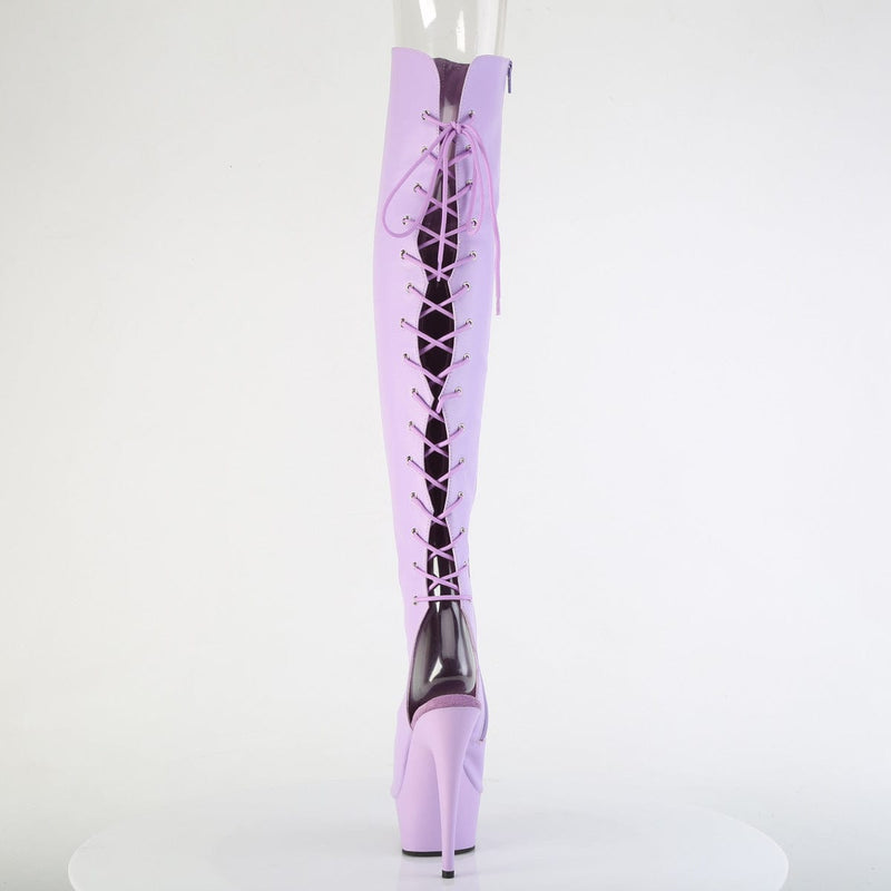 Pleaser DELIGHT-3019 Platform Knee High Boot (Lavender Faux Leather/Lavender Matte)