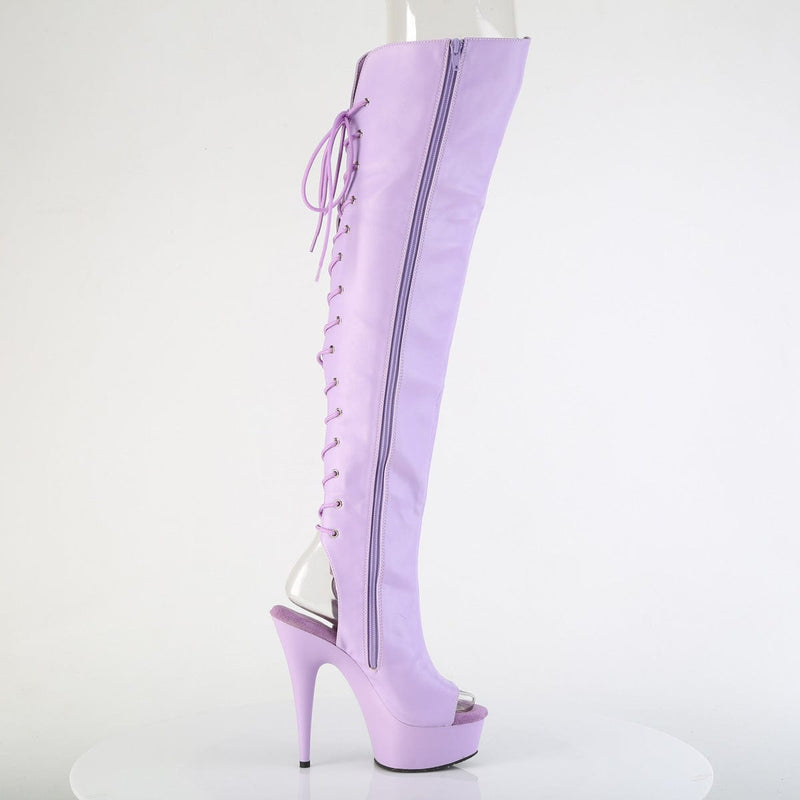 Pleaser DELIGHT-3019 Platform Knee High Boot (Lavender Faux Leather/Lavender Matte)