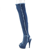 Pleaser DELIGHT-3030 Denim Blue Stretch Fabric