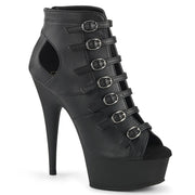 Pleaser DELIGHT-600-11 Platform Ankle Boot (Black Faux Leather/Black Matte) 5