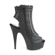 Pleaser DELIGHT-600-18 Platform Ankle Boot (Black Faux Leather/Black Matte)