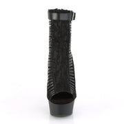 Pleaser DELIGHT-600-27LC Platform Ankle Boot (Black Faux Leather-Fabric/Black Matte)