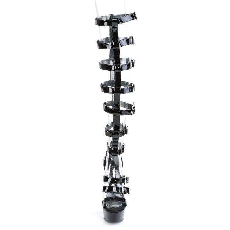 Pleaser DELIGHT-600-46 Platform Sandal (Black Patent/Black)