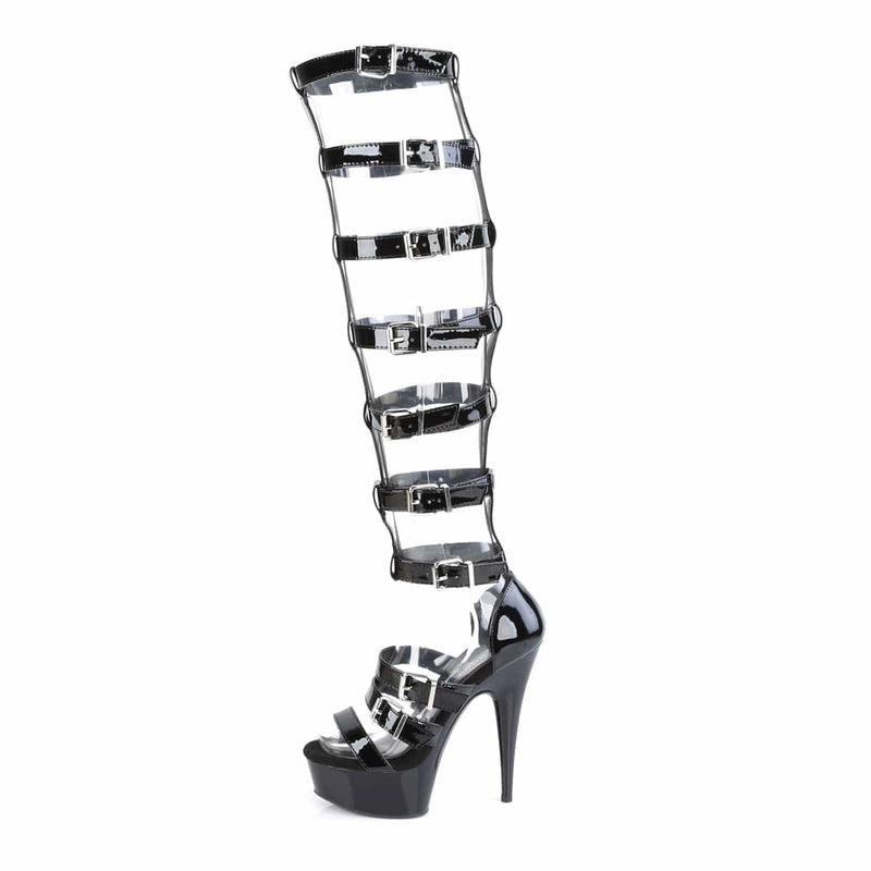 Pleaser DELIGHT-600-46 Platform Sandal (Black Patent/Black)