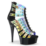 Pleaser DELIGHT-600-9 Platform Sandal (Holo TPU-Black Patent/Black) 5
