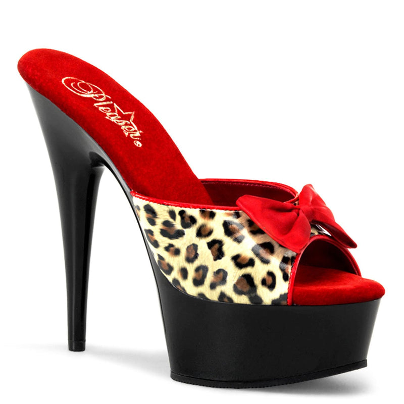 Pleaser DELIGHT-601-6 Platform Slide (Tan Leopard Print Faux Leather/Black) 5