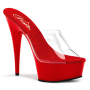 Pleaser DELIGHT-601 Platform Slide (Clear/Red) 5