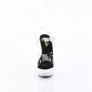 Pleaser DELIGHT-608 Platform Sandal (Clear-Black/Clear)
