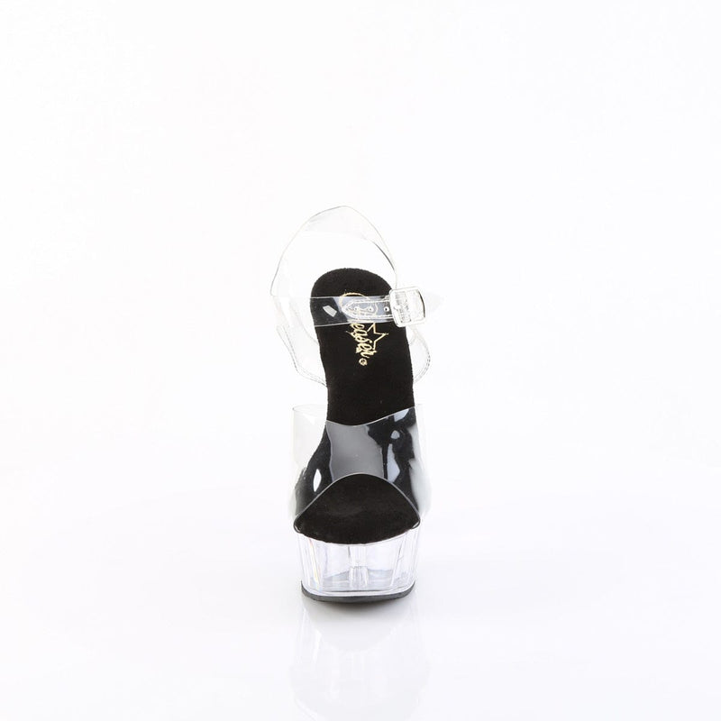 Pleaser DELIGHT-608 Platform Sandal (Clear-Black/Clear)