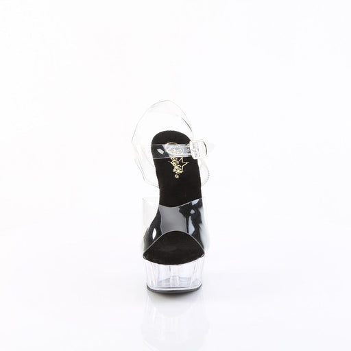 Pleaser DELIGHT-608 Platform Sandal (Clear-Black/Clear)