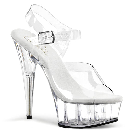 Pleaser DELIGHT-608 Platform Sandal (Clear/Clear) 5