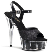 Pleaser DELIGHT-609-5G Platform Sandal (Black Glitter/Black Glitter)