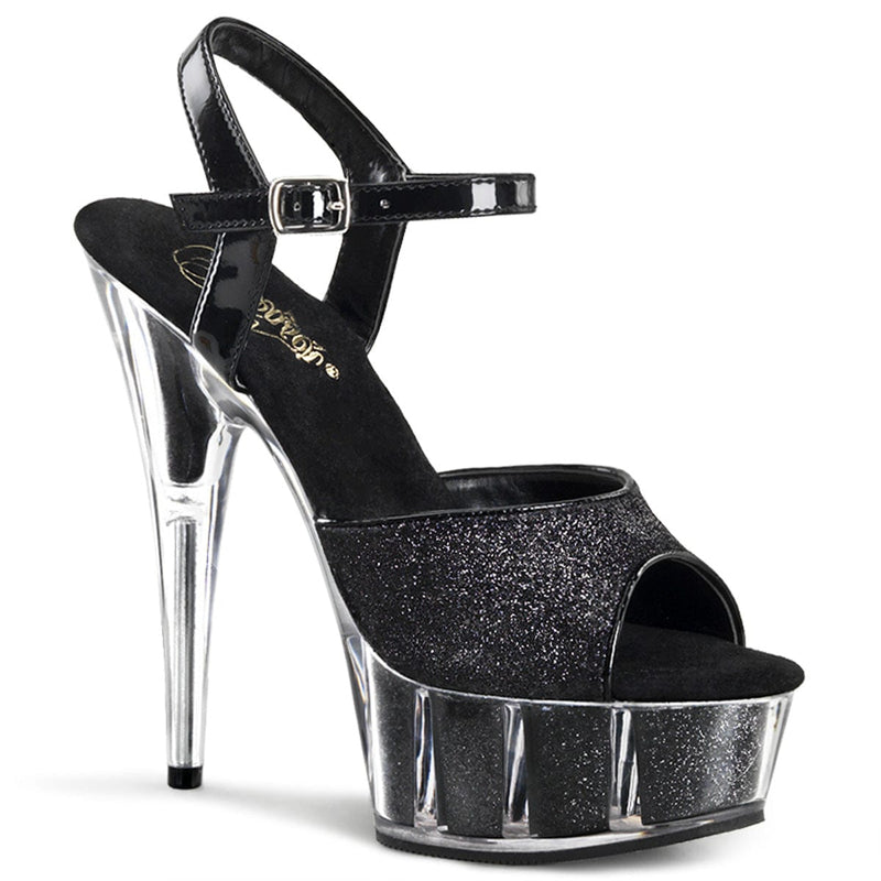 Pleaser DELIGHT-609-5G Platform Sandal (Black Glitter/Black Glitter)