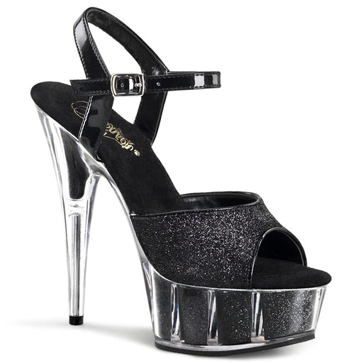Pleaser DELIGHT-609-5G Platform Sandal (Black Glitter/Black Glitter)