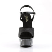 Pleaser DELIGHT-609-5G Platform Sandal (Black Glitter/Black Glitter)