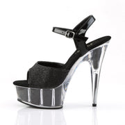 Pleaser DELIGHT-609-5G Platform Sandal (Black Glitter/Black Glitter)