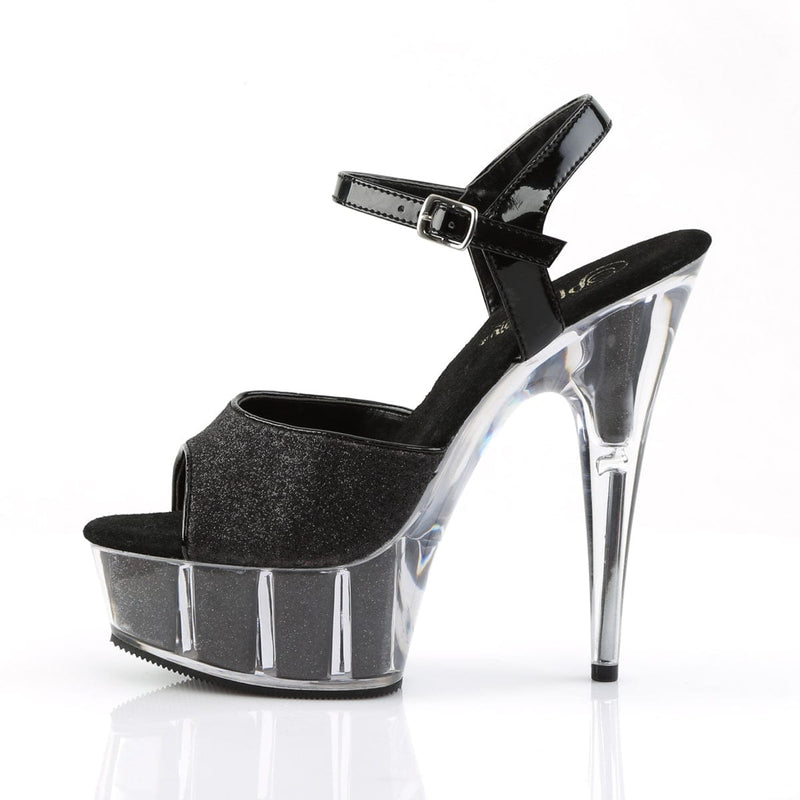 Pleaser DELIGHT-609-5G Platform Sandal (Black Glitter/Black Glitter)